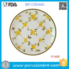 Flores amarelas pequenas elegantes placa de jantar cerâmica